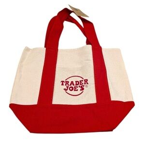 NWT Trader Joe's Mini Canvas Tote Bag - Red